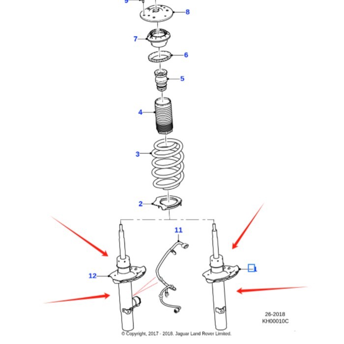 Suitable for Jaguar F-PACE 2016 XJ X761X300 front shock absorber J9C13910 J9C13909
