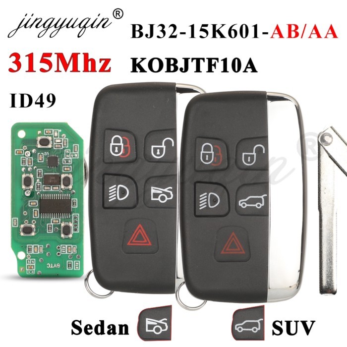 jingyuqin 315Mhz ID49 Remote Car key for Jaguar XJ XF XE F XKR Land Rover Range Rover Sport Vogue E