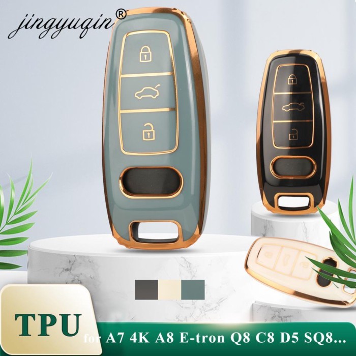 jingyuqin Soft TPU Car Remote Key Case Cover for Audi 4K A8 E-tron Q5 Q7 Q8 C8 D5 SQ8 R8 A1 A3 A4 A