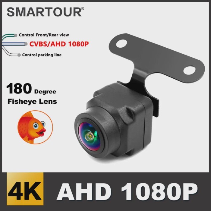SMARTOUR 4K RCA HD 1920x1080P 180 Degree Fisheye Glass Lens Night Vision Vehicle Reversing Rearview