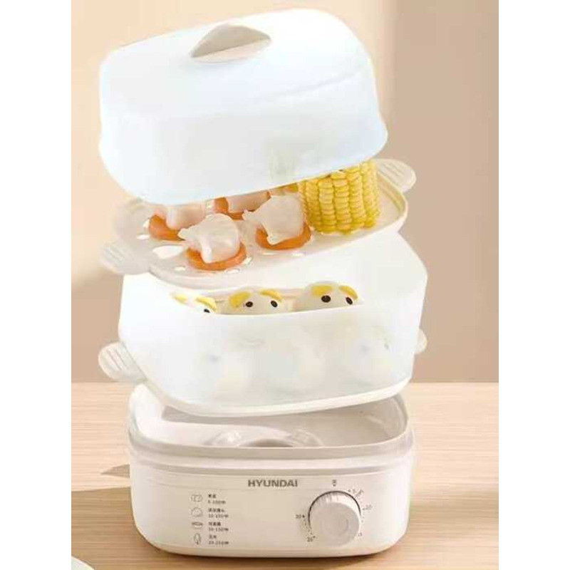 Hyundai 2025 หม้อต้มไข่ เครื่องนึ่งไข่สแตนเลส ปิดอัตโนมัติ ความจุขนาดใหญ่ Double-La