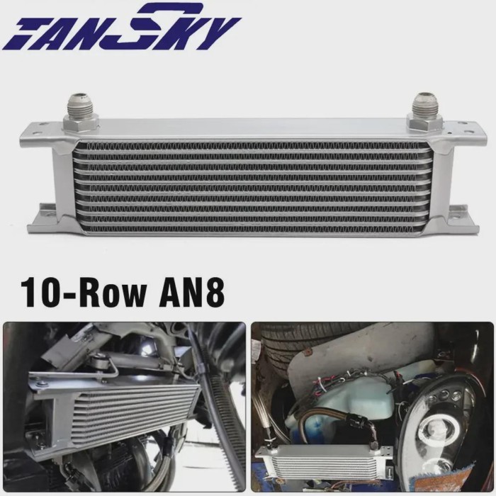 Universal 10Rows Auminum Engine Transmission Oil Cooler Sliver British Type Coolers TK-0C000010-AN8