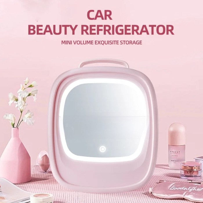 Car Refrigerator Cosmetic Mini Refrigerator With Lights Makeup Mirrors Multifunctiona Insulation Bo
