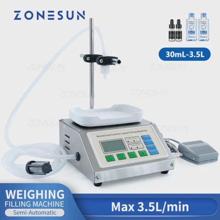 ZONESUN ZS-DP611W Semi automatic Single Head Liquid Beverage Water Bottle Weighing Filling Machine