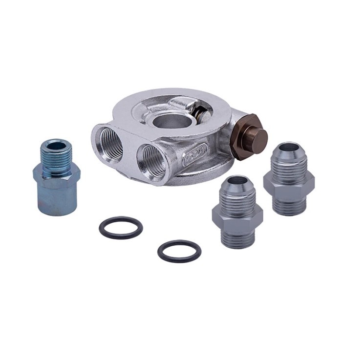 Oil Cooler Filter Sandwich Plate Thermostat Adaptor AN8 Fittings 3/4" 16-UNF Oil Filter Oil Adapter