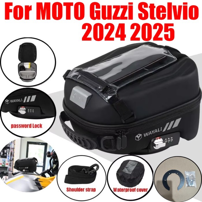 For MOTO Guzzi Stelvio 2024 2025 Motorcycle Accessories Tank Bag Tanklock Luggage Racing Travel Bac