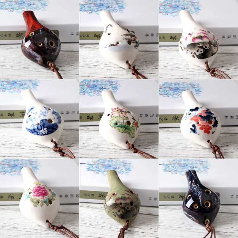 6 หลุม Ocarina Kiln-to-Six-Hole เครื่องดนตรีเด็กของที่ระลึกการเดินทางทิวทัศน์แผงลอยซัพพลายแบบพกพาแห่