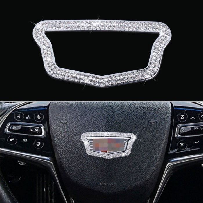 Bling Car Steering Wheel Emblem Logo Diamond Decorative Interior Sticker Decal for Cadillac XTS ATS