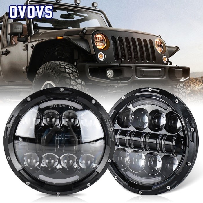 OVOVS Brightest 7 Inch Round Led Headlight HI Low beam 7inch led headlights for jeep
