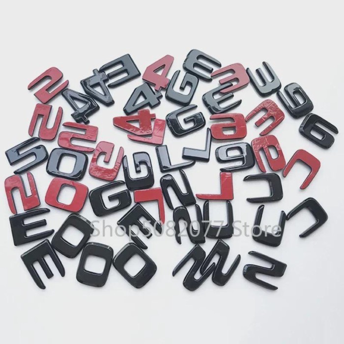 DIY 2017 Flat Letters Numbers Badge ABS Car Emblem for C43 C63 A45 C200 E300 Car Trunk Logo Namepla