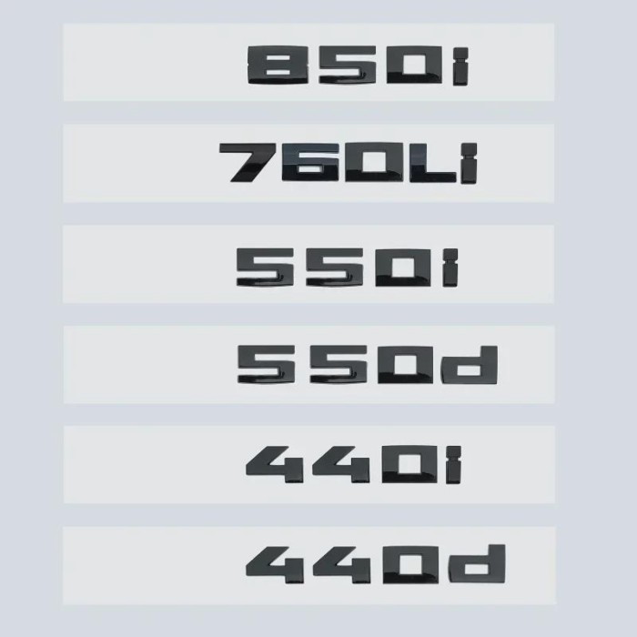 New Glossy Black 3D Letters Numbers M850i M760Li M550d M550i M440d M440i V12 Emblem for BMW 8 7 5 4