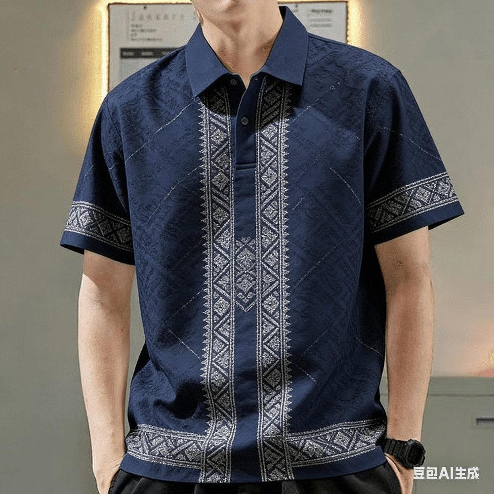 เสื้อโปโลผู้ชายสําหรับผู้ชายเสื้อผ้า Barong เสื้อผ้าสไตล์วินเทจเสื้อลําลองแขนสั้นเสื้อโปโลกลางแจ้ง S