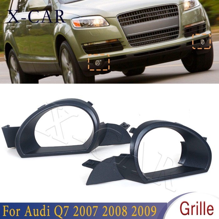 X-CAR Front Bumper Fog Light Lamp Grille Cover Trim 4L0807489 4L0807490 Fit For Audi Q7 Pre-Facelif