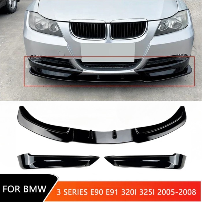 For BMW 3 Series E90 E91 320i 325i 2005-2008 Car Front Bumper Canard Splitter Lip Lower Diffuser Gl