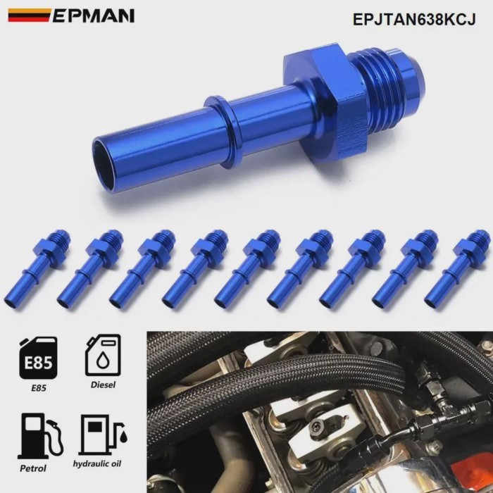 EPMAN 10PCS Universal AN6 Male To 3/8" Male Billet Quick Disconnect Adapter Fittings Aluminum EPJTA