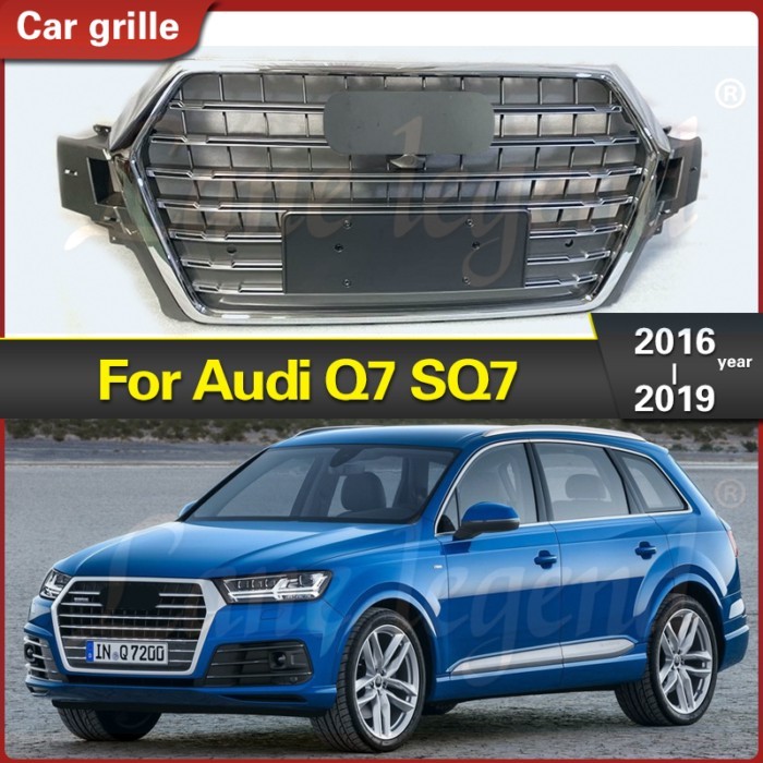 For Audi Q7 SQ7 2016 2017 2018 2019 Grille Modification Chrome Gray for SQ7 Front Bumper Grille Rep