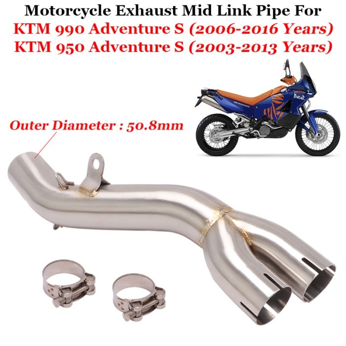 For KTM 950 Adventure S R 03-2013 950 Adventure S 990 Adventure 2006-2016 2 INTO 1 Exhaust Stainles