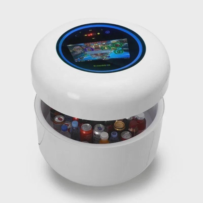 Gloss White Tall Smart Refrigerator Table Blueteeth Speaker Intelligent Living Room Furniture Coffe