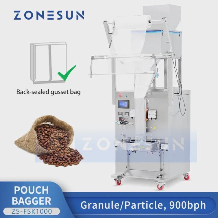 ZONESUN Automatic Vertical Form Fill Seal Machine Pouch Filling Machine VFFS Packaging Machine Guss