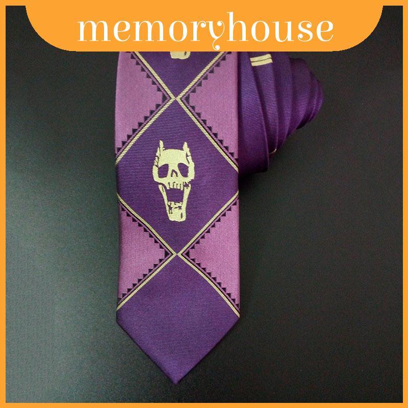 Jojos Classic Bizarre Adventure Killer Queen Kira Yoshikage คอสเพลย์สีม่วง Skull Tie