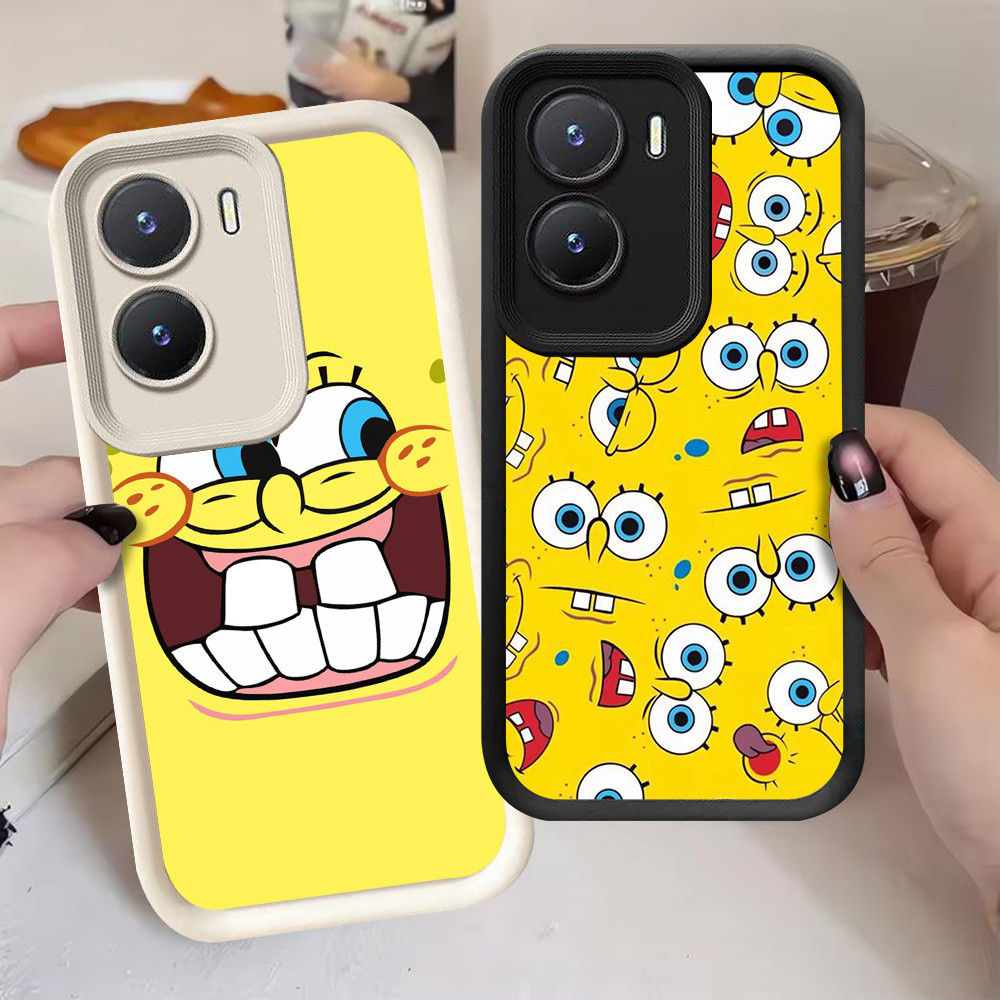 G-24 SpongeBob Casing สําหรับ VIVO IQOO Z9 Z9X Y02S Y56 Y16 5G สีดําและสีขาว