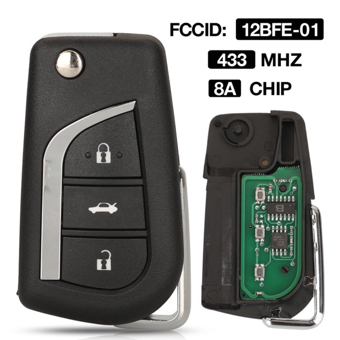 jingyuqin 3 Button 12BFE-01 433MHz H (8A) Chip Folding Filp Smart Remote Control Car Key Fob Fit Fo