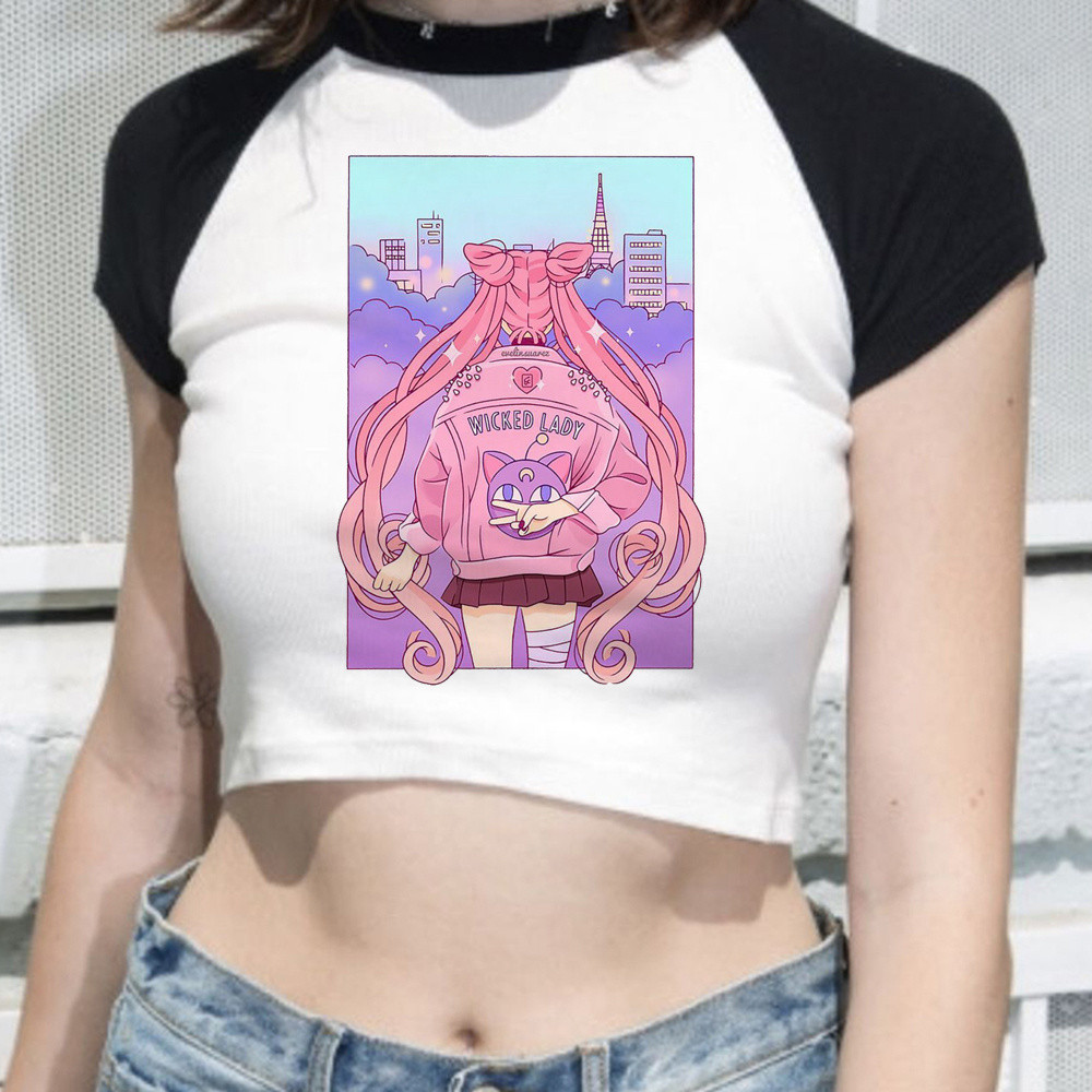 เสื้อ-tank สไตล์ anime สตรีทวェア ยุค 80s สำหรับสาวๆ