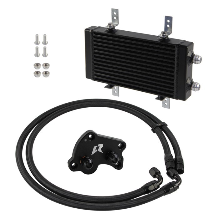 Dual Pass Bar & Plate Oil Cooler with AN10 Oil Hoses & Adapter Plate Small/Medium/Large for Mini Co