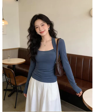 เสื้อยืดแขนสั้น แบบคอเหลี่ยมและtight สไตล์ลักซ์-업99472