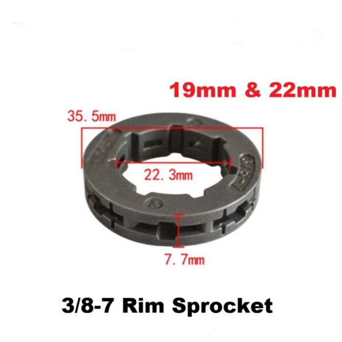 19mm & 22mm Rim Sprocket 3/8" 7T Fit Husqvarna 268 272 362 365 371 372 STIHL MS361 MS362 MS380 MS38