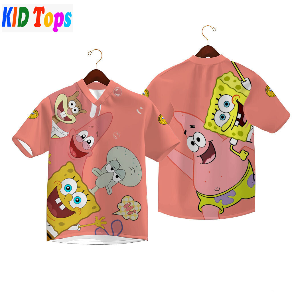 เสื้อยูกันป์เด็ก SpongeBob SquarePants Patrick Star ฤดูร้อน 2026 การ์ตูนพิมพ์น่ารัก breathable quick-dry วิคคอร์ทแขนสั้น