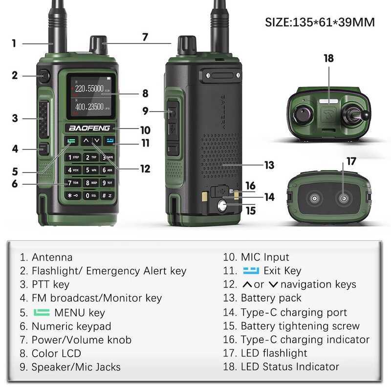 ▥  Uv-17 V2 Tri Band Walkie Talkie ไร้สายสําเนาความถี่ Long Range Type-C Uv-5R Uv-21 Pro