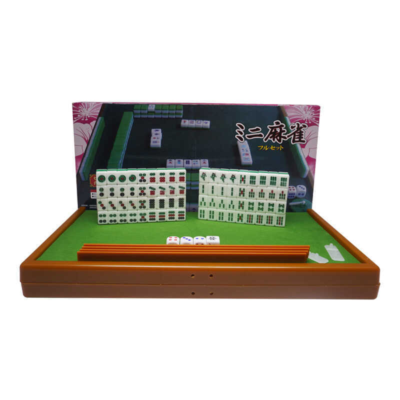 Mini Sparrow Card Mahjong Table Travel Mahjong แกะสลักรุ่นการจัดส่งลูกเต๋า L Card ไม้บรรทัด