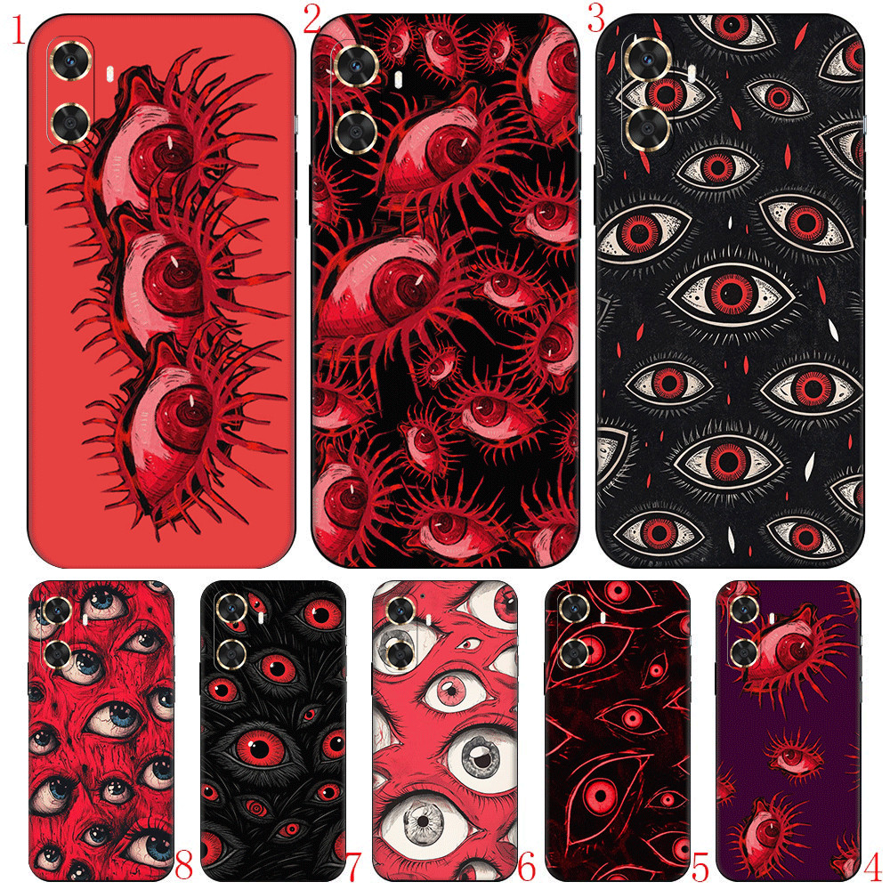 Huawei P10 P20 P30 Lite Pro Y5P Y6P Y7A Y8P ความเข้ากันได้เคสโทรศัพท์ TPU ฝาครอบป้องกันแบบนุ่มตาสีแด