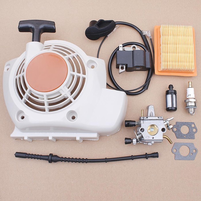 Carburetor Pulley Recoil Starter Ignition Coil Assembly For Stihl FS120 FS200 FS250 FS300 Trimmer B