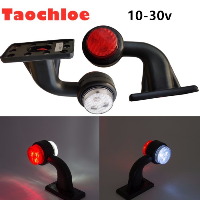 2PCS 10-30V 6LED Side Marker Lights Elbow Outline Rear Lamp external lights RED White Trailer Truck
