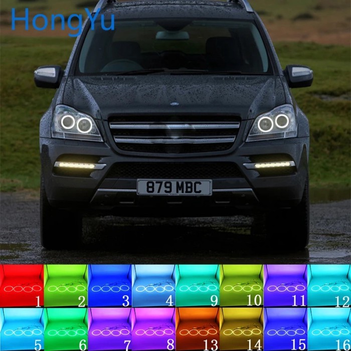 Multi-color RGB LED Angel Eyes  Ring Eye RF Remote for Mercedes Benz GLS Class X164 GL320 350 420 4