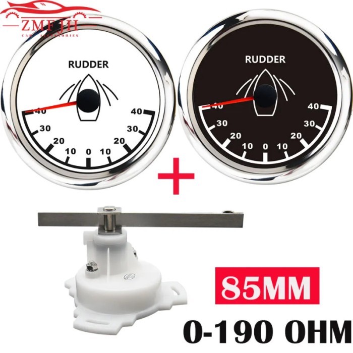 85mm Gauge 40 L~40 R Rudder Angle Indicatior with Rudder Angle Sensor Marine Boat Rudder Angle Mete