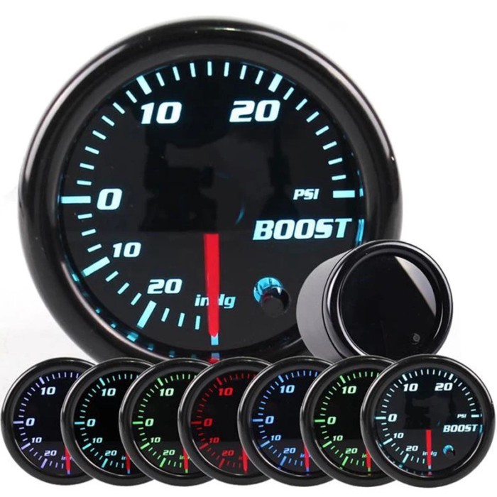 52mm 7 Color in 1 Racing Gauge Turbo Boost Gauge Bar PSI 2 Inch Water temperature Oil pressure Volt