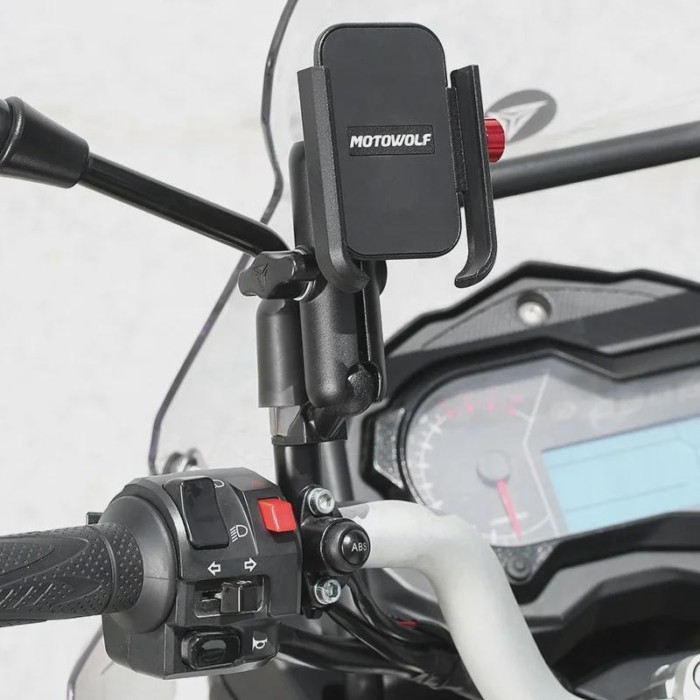 Universal 12-24V Aluminum Handlebar Motorcycle Bike Mobile Holder with USB Charger Moto Rearview Mi
