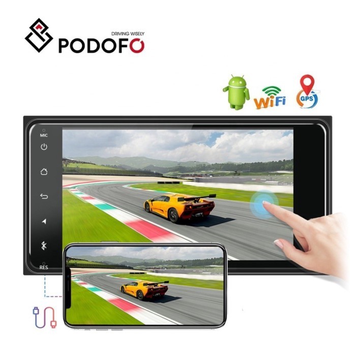 Podofo 7'' Double din Android Car Radio For Toyota/Corolla Autoradio Touch Screen BT GPS WIFi AUX U