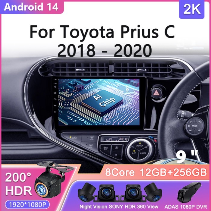 Android 14 For Toyota Prius C 2018 - 2020 Carplay  AutoCar Radio Multimedia Video Player Navigation
