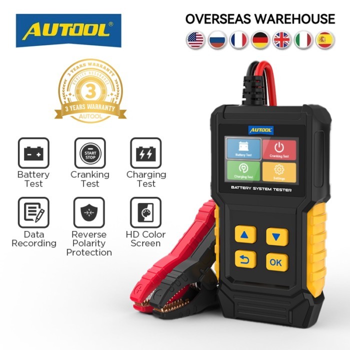 AUTOOL BT360 Car Battery Tester 12V Battery Diagnostic Test Digital Tester Vehicle Cranking Chargin