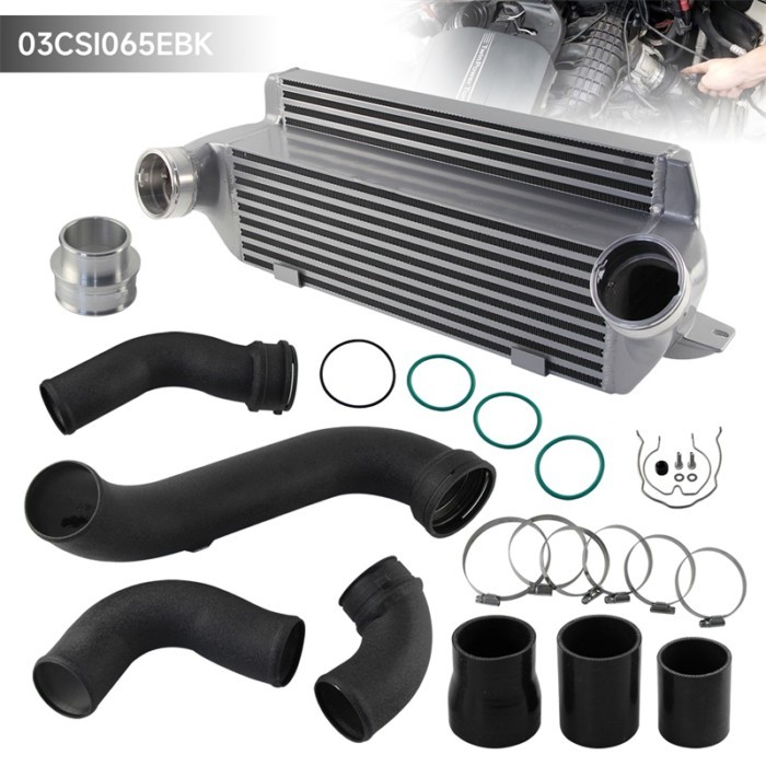 Aluminum Super Charge Pipe Kit + Competition Bar & Plate Intercooler For BMW N55 E8X E9X E82 E88 E9