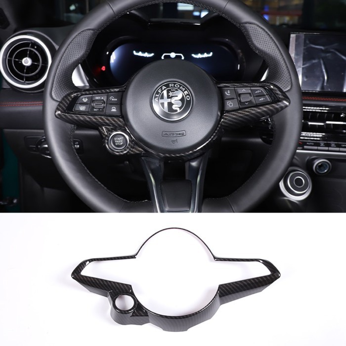 ABS Carbon Fiber/Red For Alfa Romeo Tonale 2022 Car Steering Wheel Decorative Frame Sticker Car Int