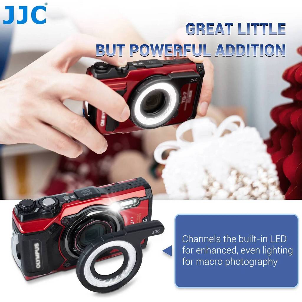 JJC Flash Diffuser ไฟ LED ท่องเที่ยวแหวนมาโครสําหรับ Olympus Tough TG1TG2 TG3 TG4 TG5 TG6 TG7 กล้องแ