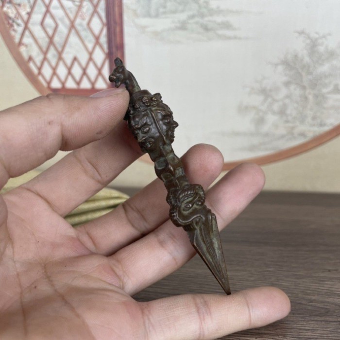 Tibetan Antique Dharma-Vessel Retro Dharma-Vessel Vajra Household Desk Dharma-Vessel Ornaments