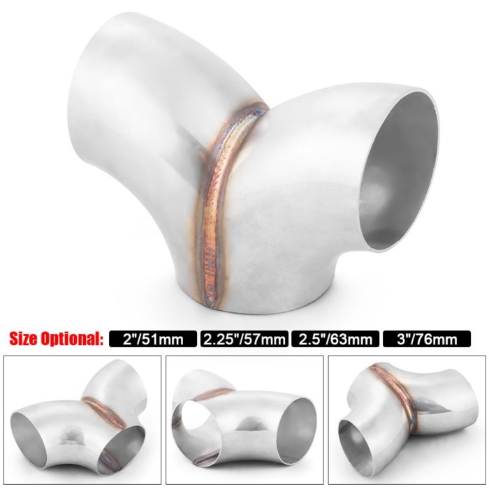 Stainless Steel Exhaust Y Shape Connector Joint Pipe Tube 2/2.25/2.5/3.0inch Adapter Coupler Exhaus
