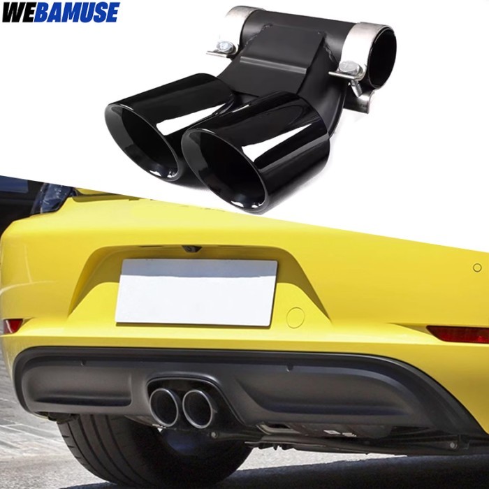 For Porsche 718 Cayman 987 Boxster Rectangle Exhaust Tip Upgrade in The Double Exit Muffler Tail Pi