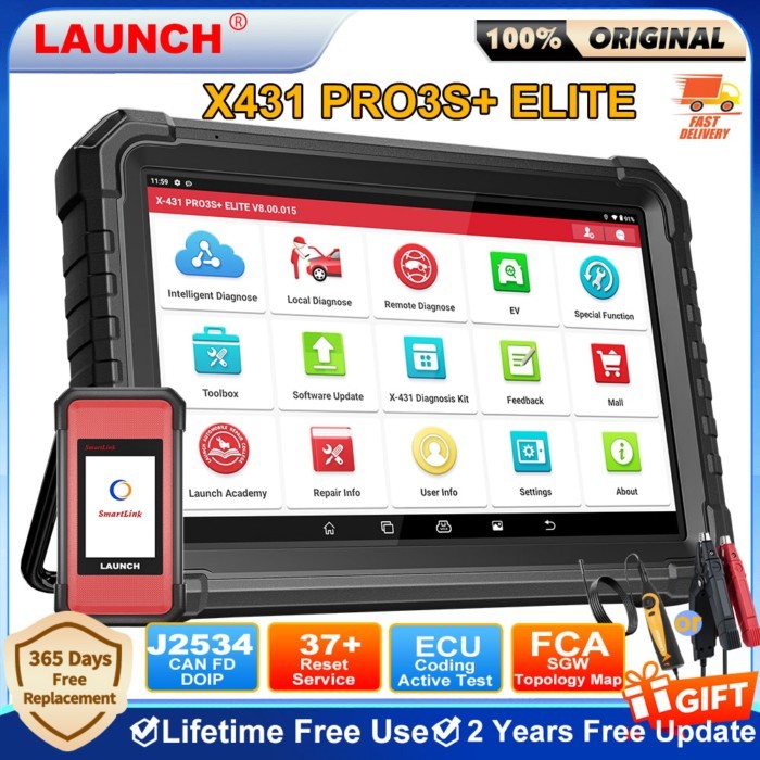 LAUNCH X431 PRO3S+ ELITE Smartlink C V2.0 Car Diagnostic Tools J2534 CANFD DOIP Full System Auto OB